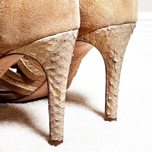 JOIE Dean Caged Gladiator Suede Snakeskin Sandals - Picture 12 of 16